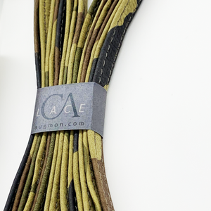 CA Lace “Green Camouflage” Italian Leather Hand Crafted Shoe Laces with Custom CA Brass Aglet