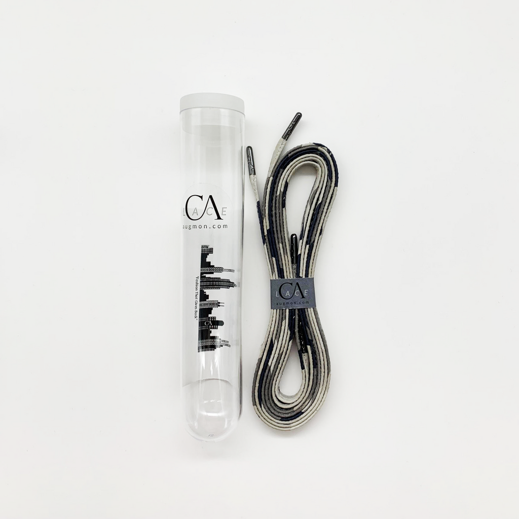 CA Lace “Grey Camouflage” Custom Italian Leather Hand Crafted Shoe Laces