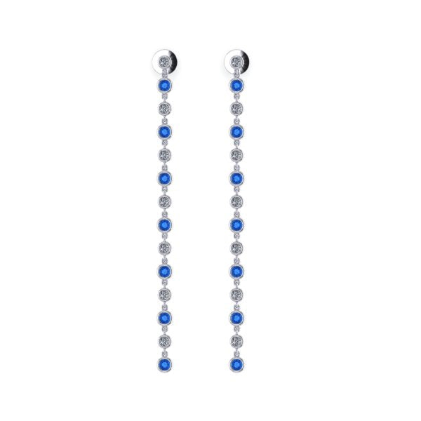 CA Custom London Blue Topaz and Diamond 18 karat white gold Chandelier Earrings