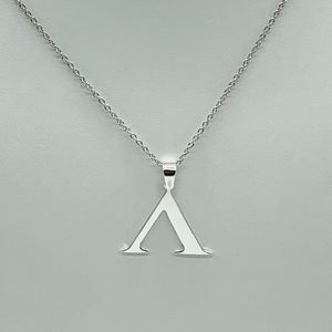 CA Triangle Above Peace Necklace Pendant (Silver-Rhodium white gold plated)
