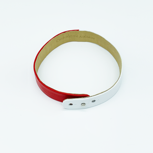Christopher Augmon Red and White Lambskin Choker and Wrist Wrap