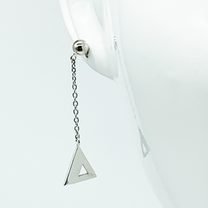 CA Triangle Unity Chandelier Earring (Silver White Gold Plated)