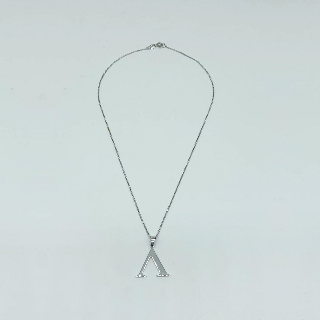 CA Triangle Above Peace Necklace Pendant (Silver-Rhodium white gold plated)