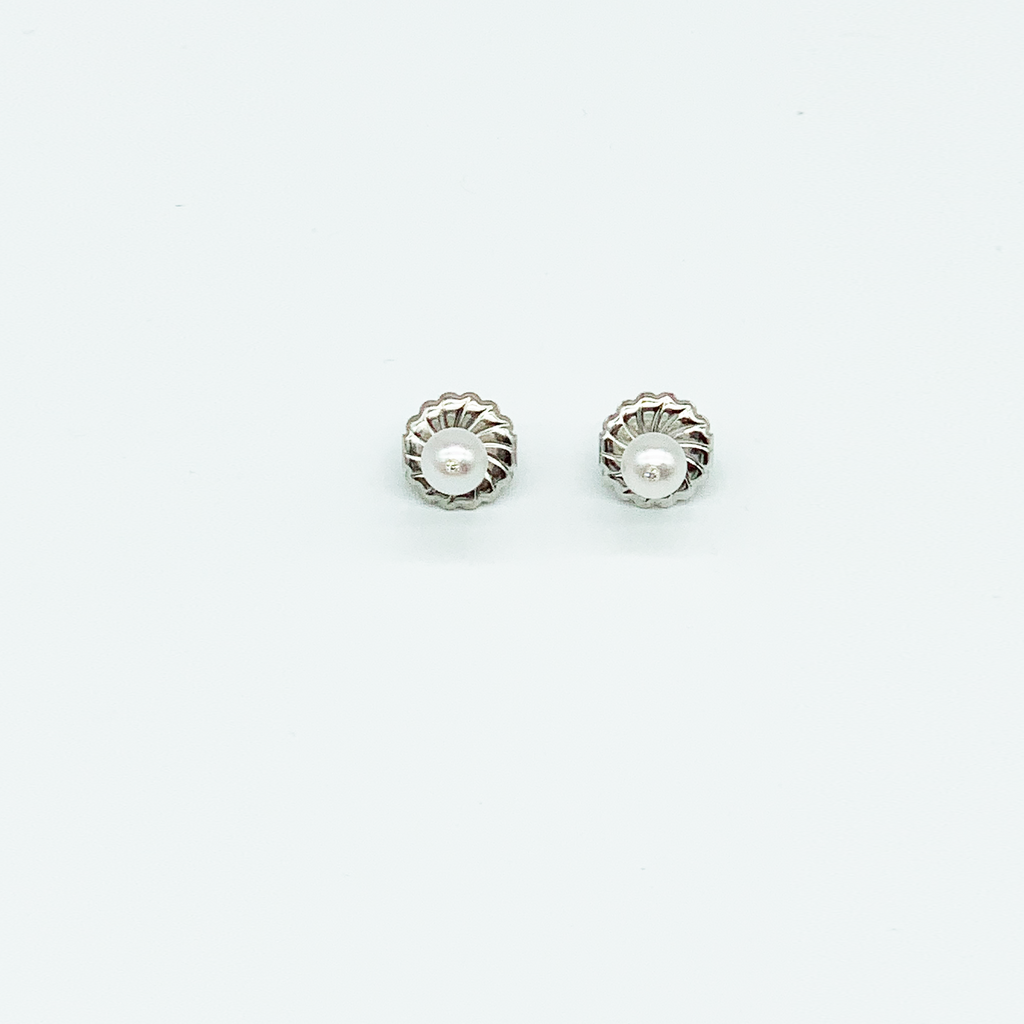 CA Christopher Augmon Akoya Pearl and Diamond Silver Earring Studs