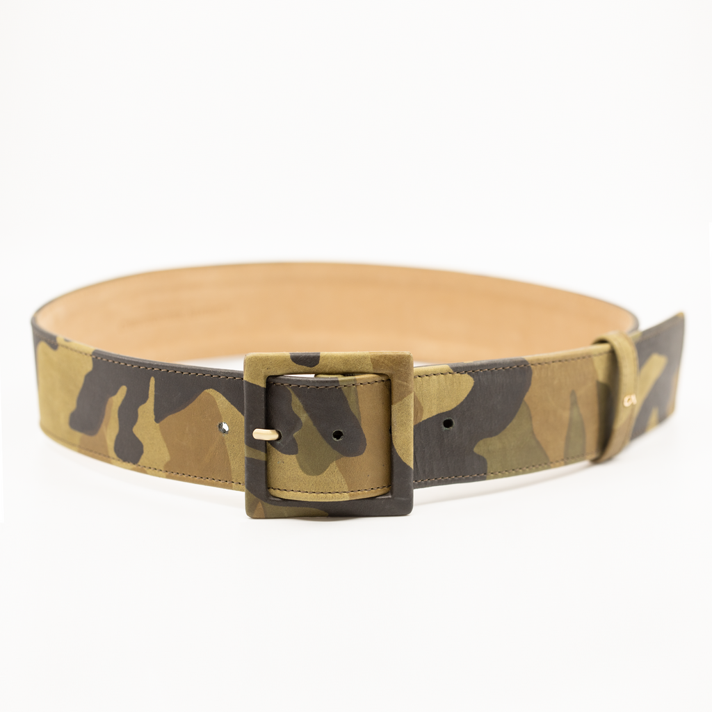 CA Congo Camouflage Italian Leather Couture waist belt