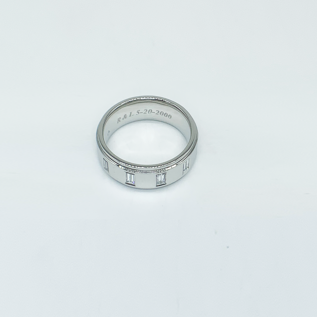 CA-18k Custom “R.C.” Platinum and Diamond Baguettes Wedding Band