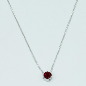 CA Parthenia Silver (Rhodium) white gold plated and CZ Ruby Red Diamond Cut Pendant