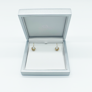 CA Custom "SM Heirloom" Pink Diamond and Akoya Pearl Stem Earrings