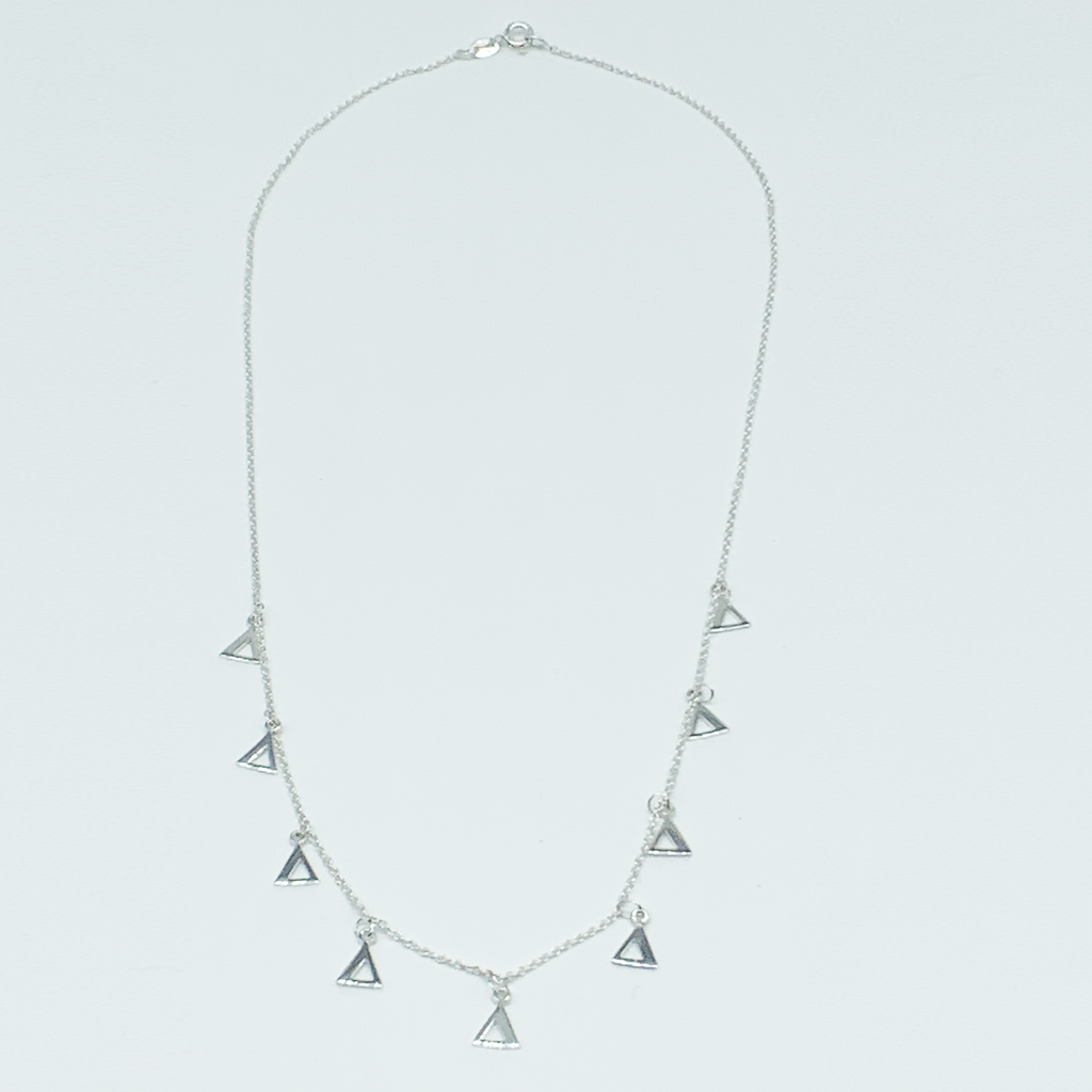 CA Nine Triangle Unity Necklace (Silver-Rhodium white gold plated)