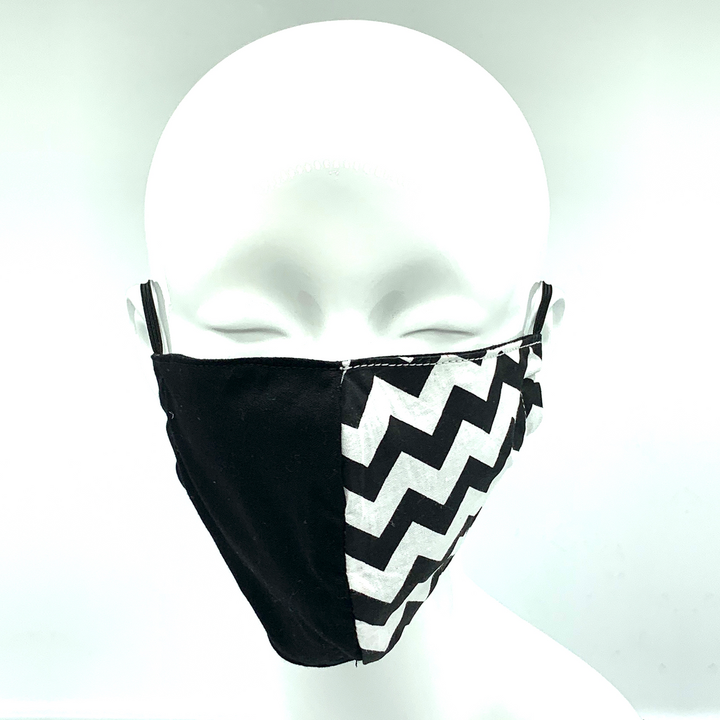 Christopher Augmon CA Black and White 2 Tone Zig Zag Equality Mask (any 4 100% cotton mask for $100; specify type in special instruction)