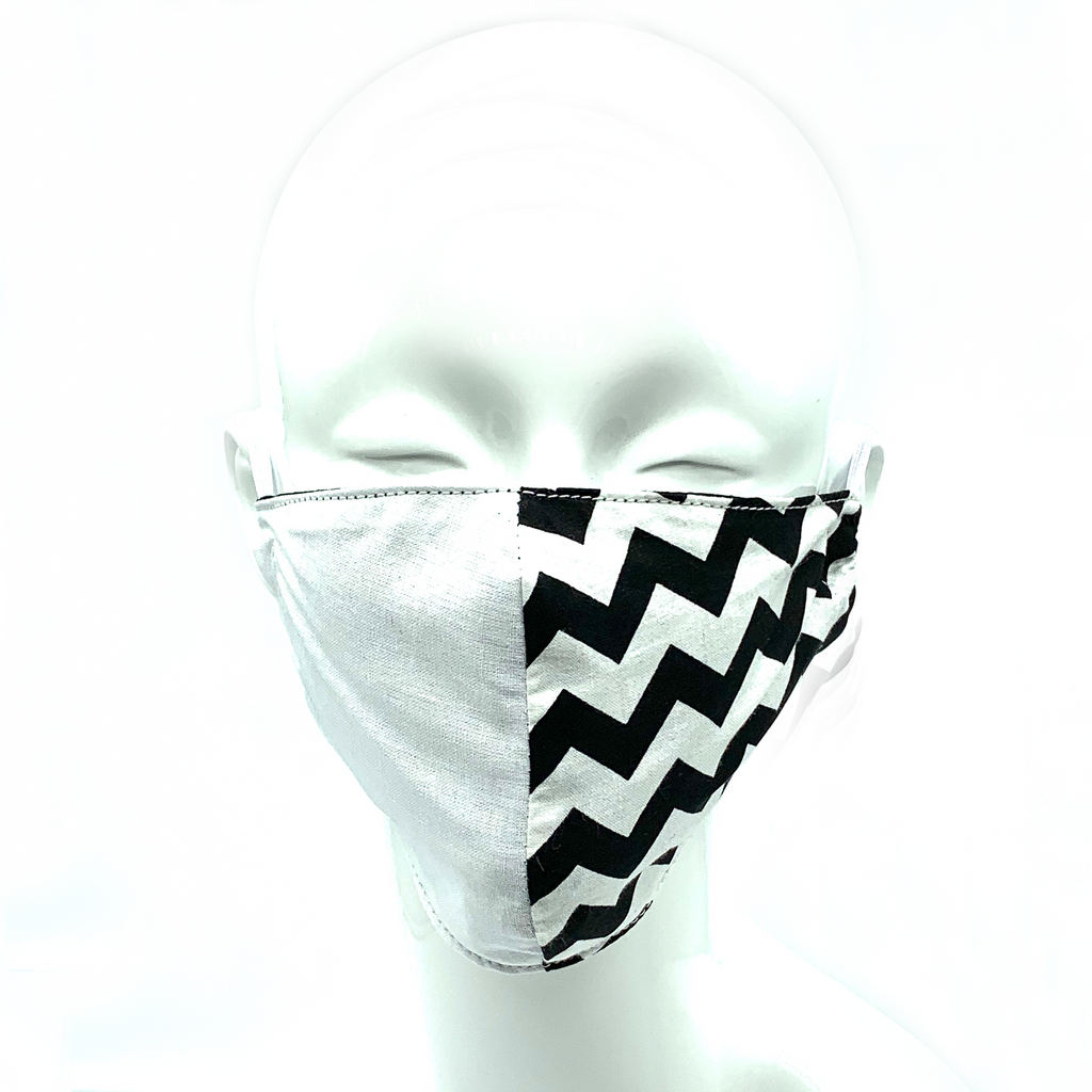 Christopher Augmon CA White and Black 2 Tone Zig Zag Equality Mask (any 4 100% cotton mask for $100; specify type in special instruction)