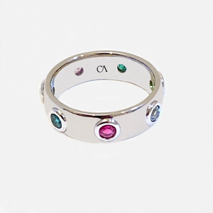 CA-18k White Gold Custom "Gold Coast" Vanessa Family Precious Ring