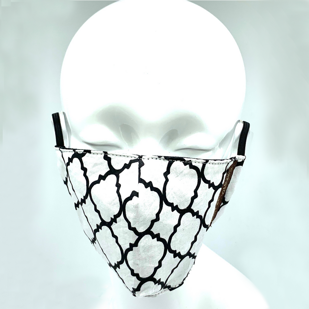 Christopher Augmon CA White Ornamental Mask (any 4 100% cotton mask for $100; specify type in special instruction)