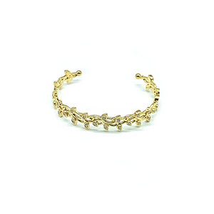 CA 18 Karat Thorn and Flower yellow Gold and Diamonds Bracelet