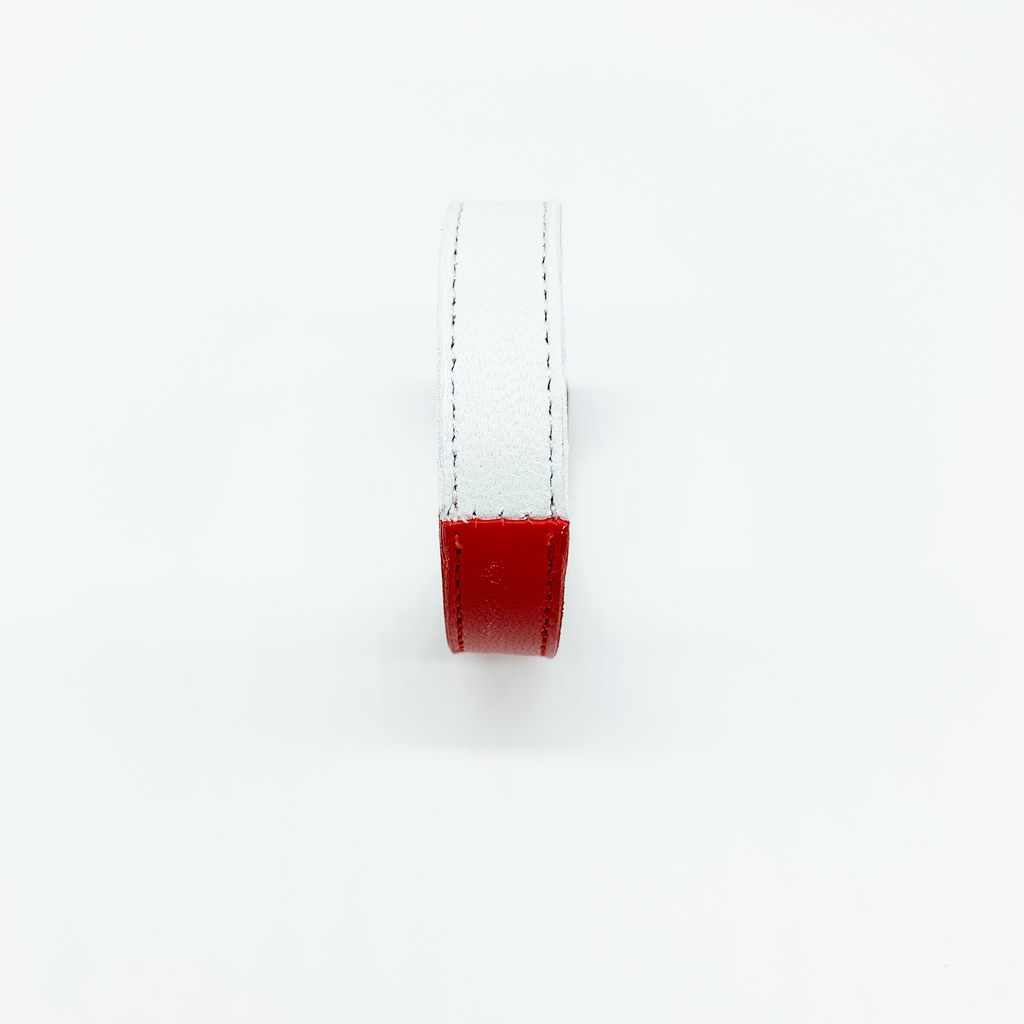 Christopher Augmon Amazon Red and white Lamb Skin leather Single Collar Button Bracelet