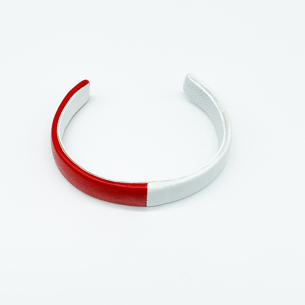 CA Christopher Augmon Red and White Lamb Skin ½” Cuff
