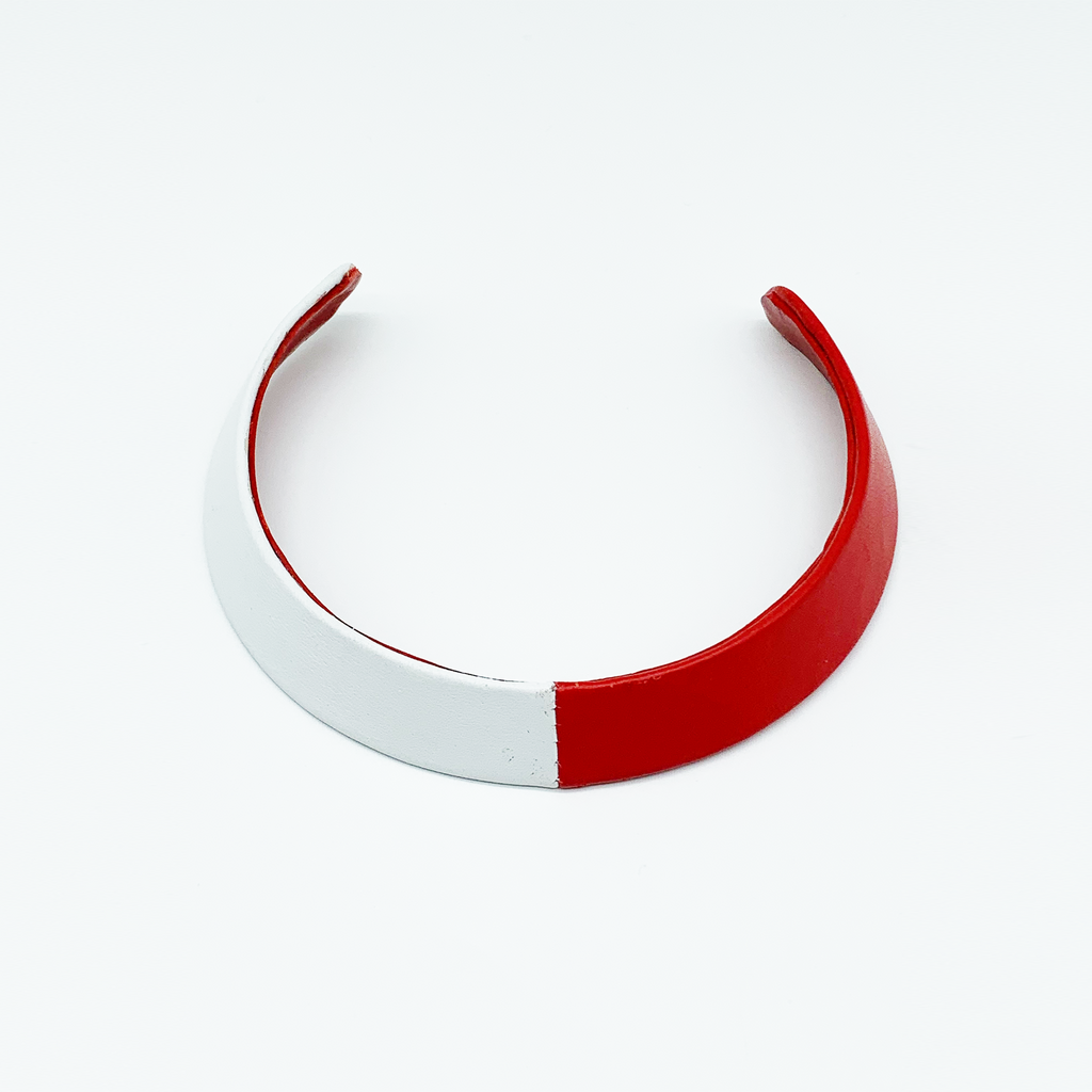 Christopher Augmon Amazon Red and White Lamb Skin Choker