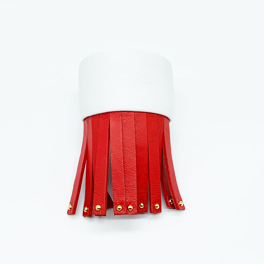 Christopher Augmon Amazon Red and White Studded Fringe Cuff
