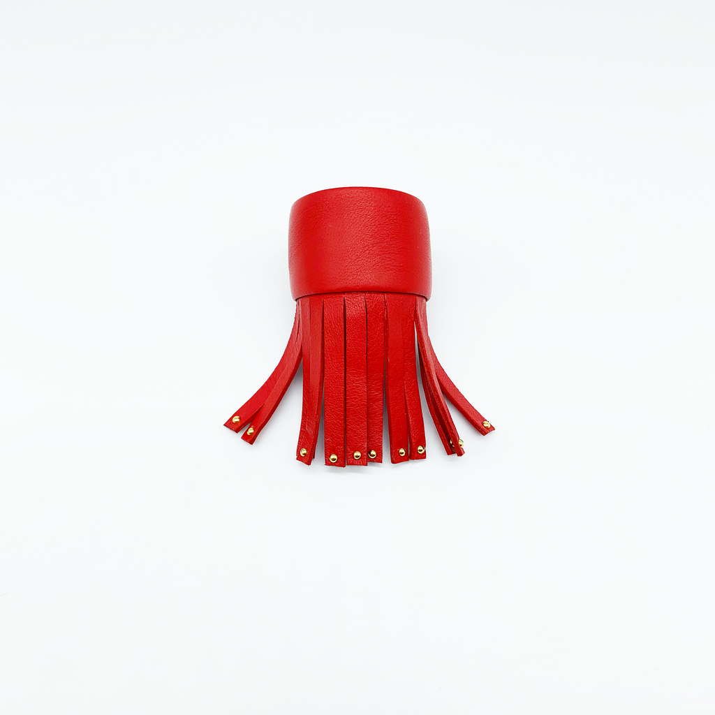 Christopher Augmon Amazon Red Studded Fringe Python Cuff