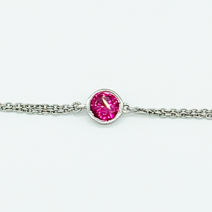 CA Christopher Augmon Silver (Rhodium white gold) and Red CZ Ruby Bracelet