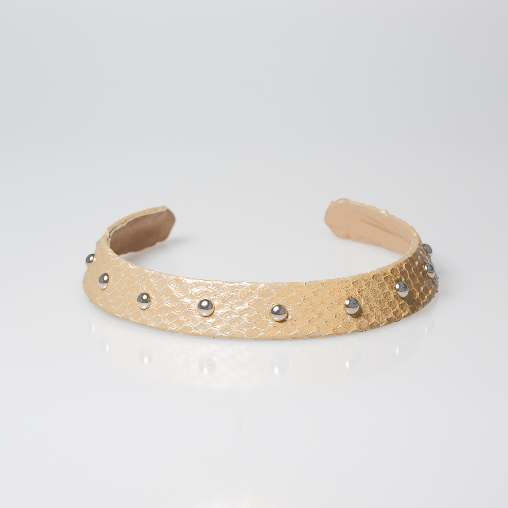 Christopher Augmon Zambezi Silver Studded Tan Python Choker