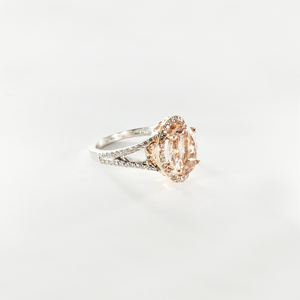 CA - New York 18 Karat Gold  Morganite and Diamond Ring