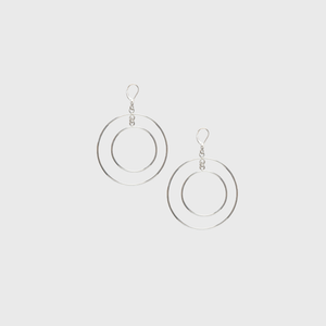 CA Silver Double Hoop Halo Roman Earrings 