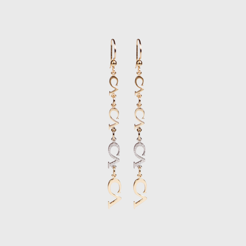 CA Logo "Pitchfork"  18 Karat Yellow/White Diamond Chandelier Earrings