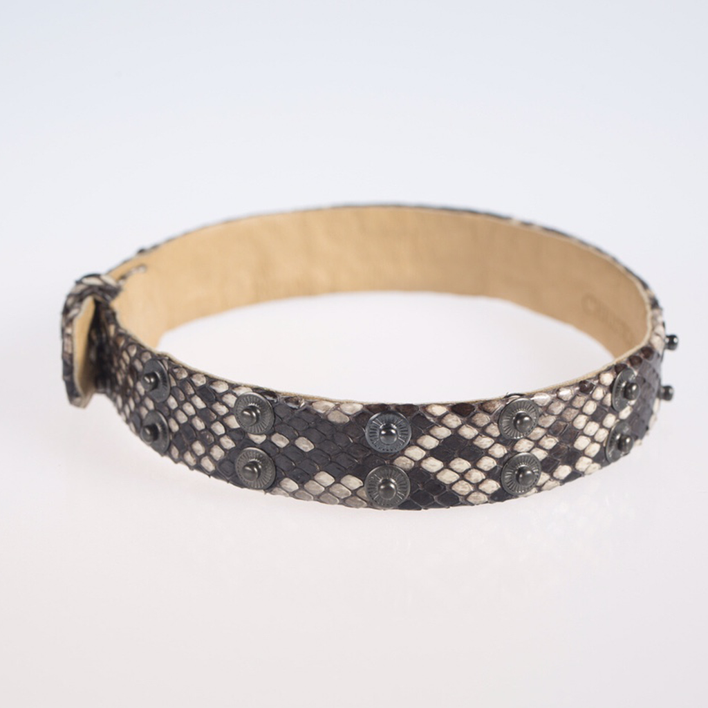 Christopher Augmon Python Exotic Nile Gunmetal Studded Adjustable Choker