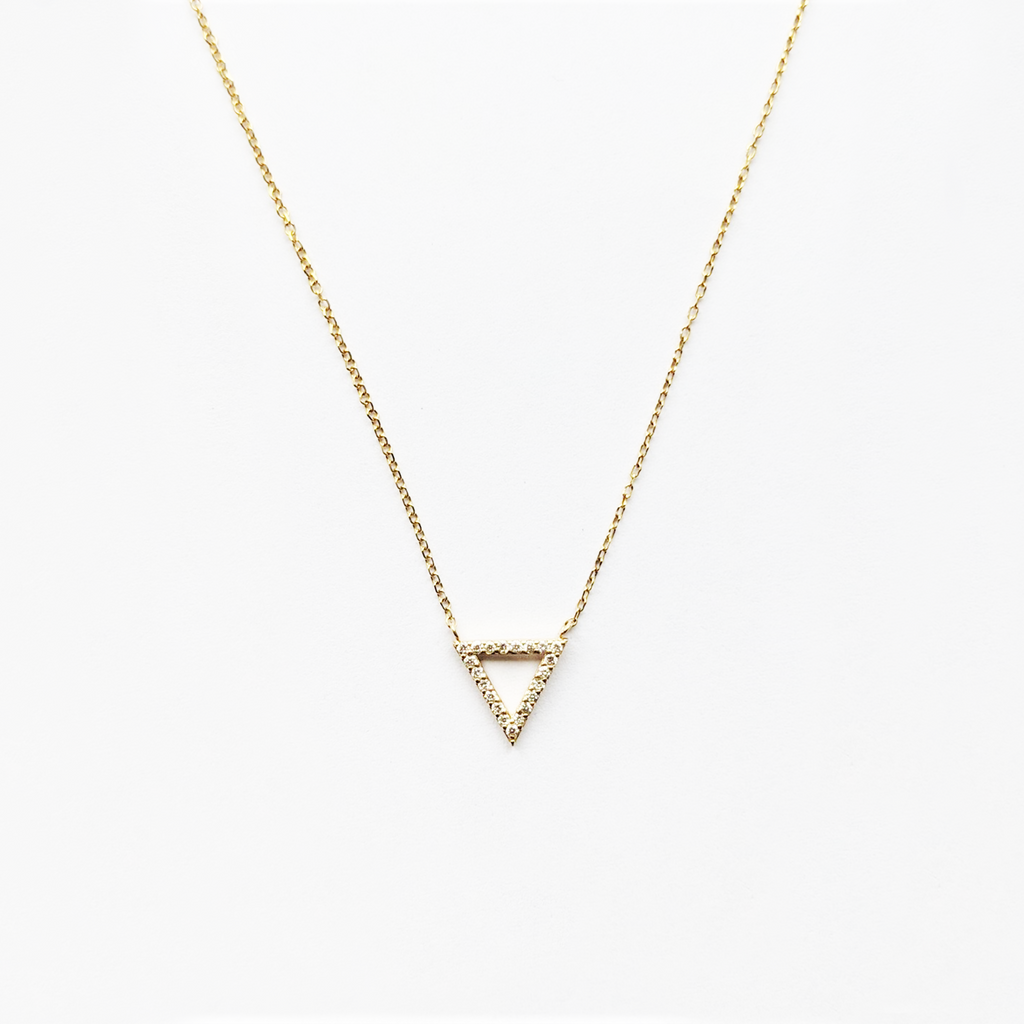 CA - Melissa 18 Karat Gold Diamond Triangle Pendant Necklace