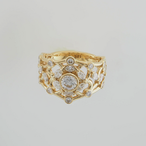 CA Custom “T-Bey” Round and Marquise Diamond and 18 Karat Yellow Gold