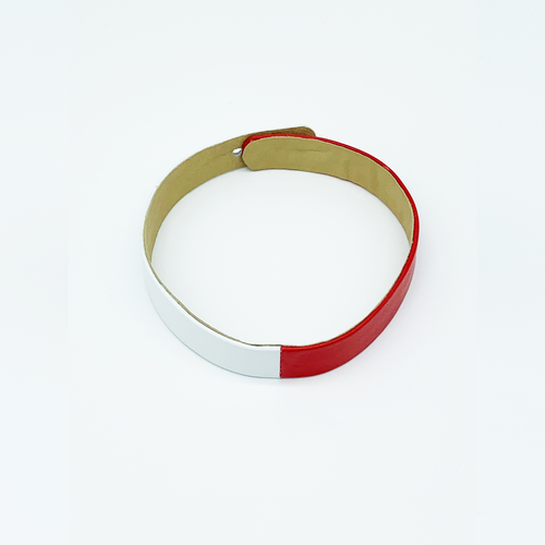 Christopher Augmon Red and White Lambskin Choker and Wrist Wrap