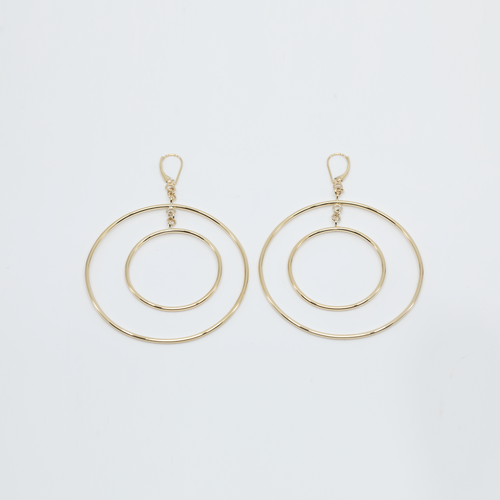 CA 18Karat Yellow Gold Double Hoop Halo Roman Earrings (They move when your not moving :-)
