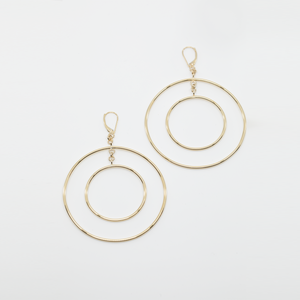 CA 18Karat Yellow Gold Double Hoop Halo Roman Earrings (They move when your not moving :-)