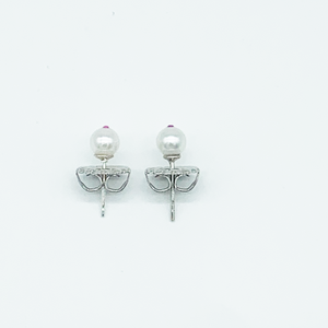 CA Christopher Augmon Akoya Pearl and Genuine Red Ruby Earring Studs