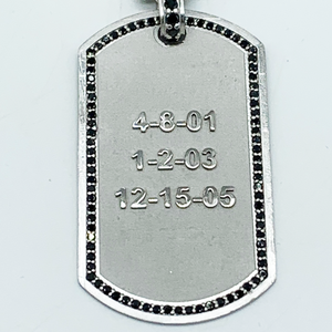 CA Custom “We are family” 18 karat white gold and black diamond dual tags.