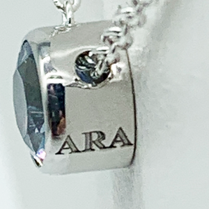 CA Parthenia Silver (Rhodium) White Gold Plated and CZ Aquamarine Diamond Cut Pendant