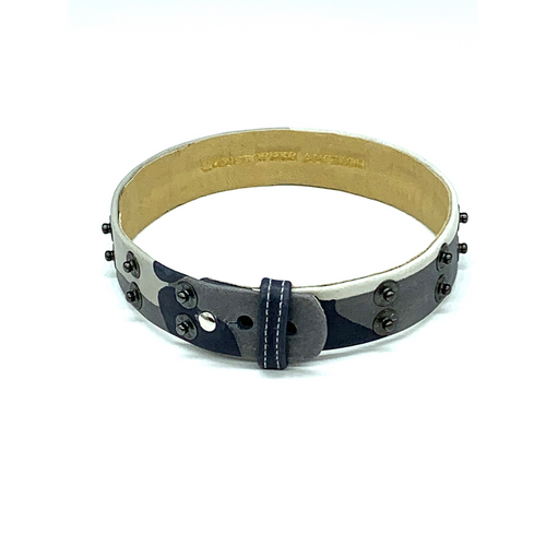 Christopher Augmon Nile Grey Camouflage Leather Choker and Wrist Wrap