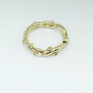 CA 18 Karat Yellow Gold and Diamond Thorn and Flower Ring