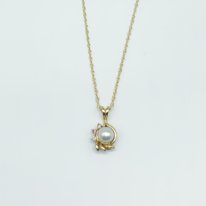CA Custom "SM Heirloom" Pink Diamond and Akoya Pearl Pendant