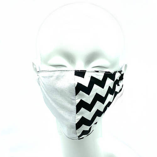 Christopher Augmon CA  White and Black 2 Tone Zig Zag Equality Mask (any 4 100% cotton mask for $100; specify type in special instruction)