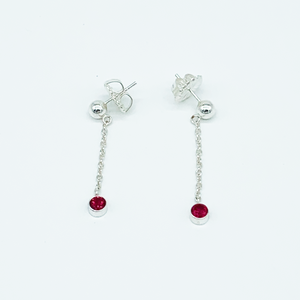 CA Simone Silver (Rhodium) white gold plated and CZ Ruby Red Diamond Drip Earrings
