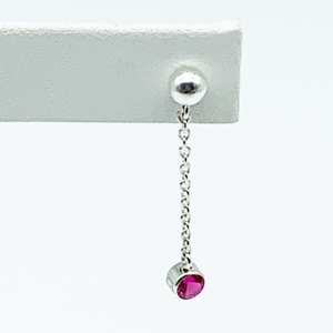CA Simone Silver (Rhodium) white gold plated and CZ Ruby Red Diamond Drip Earrings