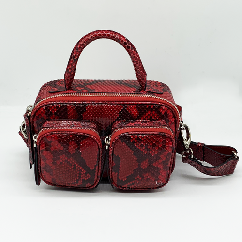 CA Valarie Custom Red Black Amazon Python Handbag