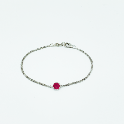 CA Christopher Augmon Silver (Rhodium white gold) and Red CZ Ruby Bracelet