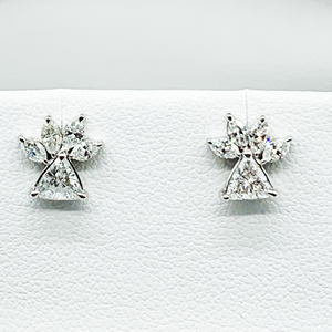 CA 18 Karat White Gold and Diamond "Angel" Stud Earrings