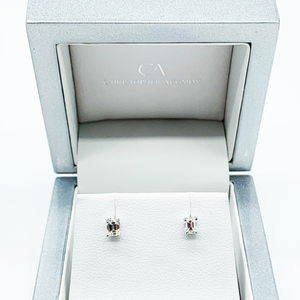 CA 18 Karat White Gold and Diamond " Classic Emerald Cut" Stud Earring