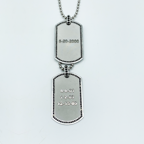 Gold and Diamonds Dog Tag Necklace - 18-Karat Solid Gold Military Diam