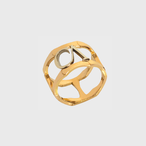 CA "CA" Logo 18 Karat Yellow and White Gold Lincoln Park Ring