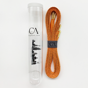 CA Lace “Genesis Orange Mamba” Orange Authentic Python Hand Crafted Shoe Laces with Custom CA Brass Aglet
